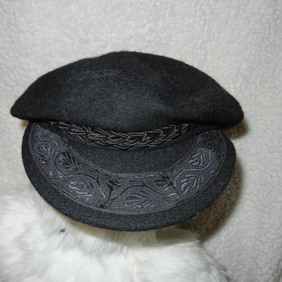 Vintage Authentic Greek Fisherman Cap Hat Black Wool 7 3/8 - Picture 2 of 6